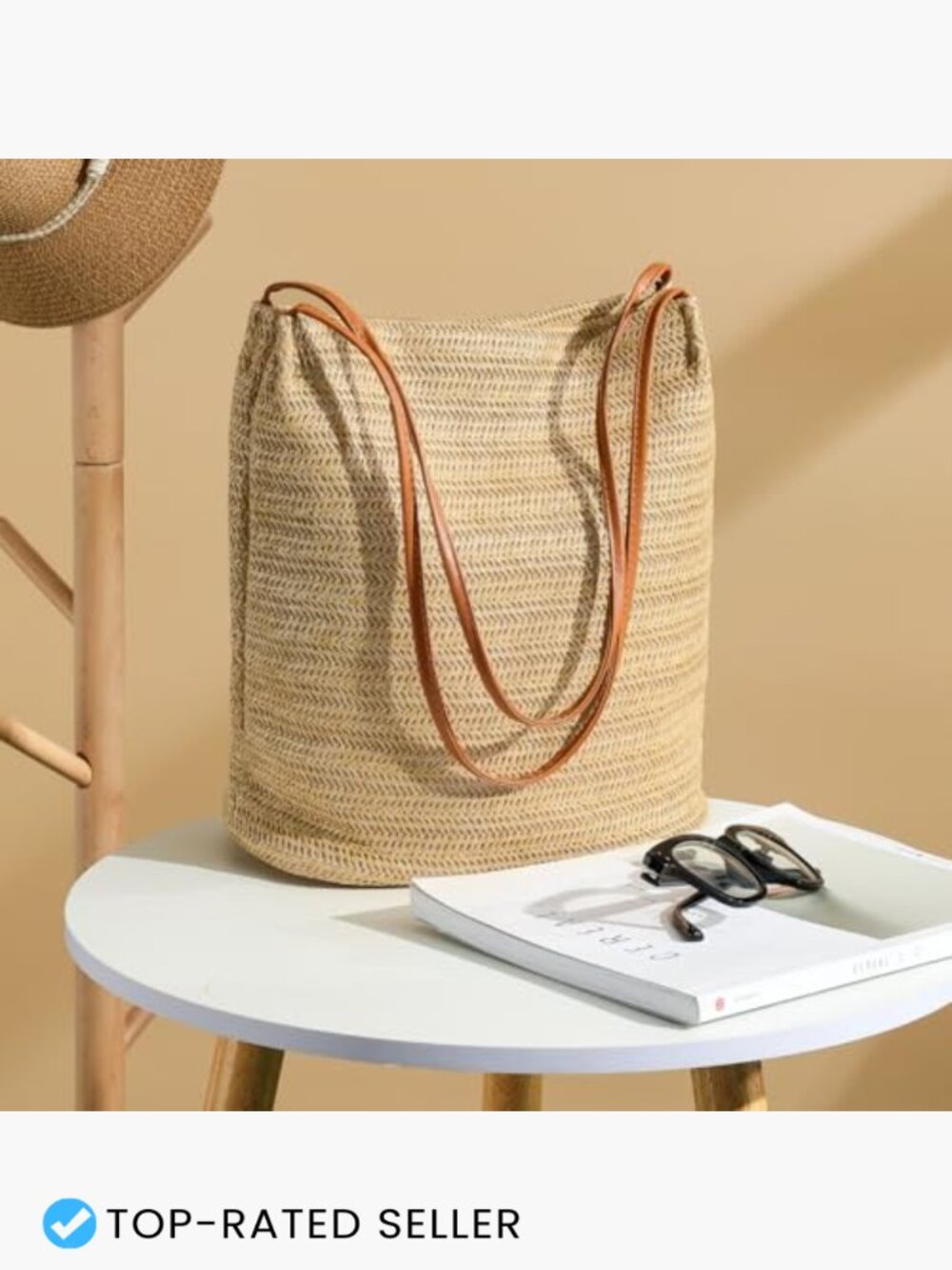 Straw Beach Tote Bag Women Summer Bucket Handbag Casual Shoulder Hobo Purse - Picture 4 of 5
